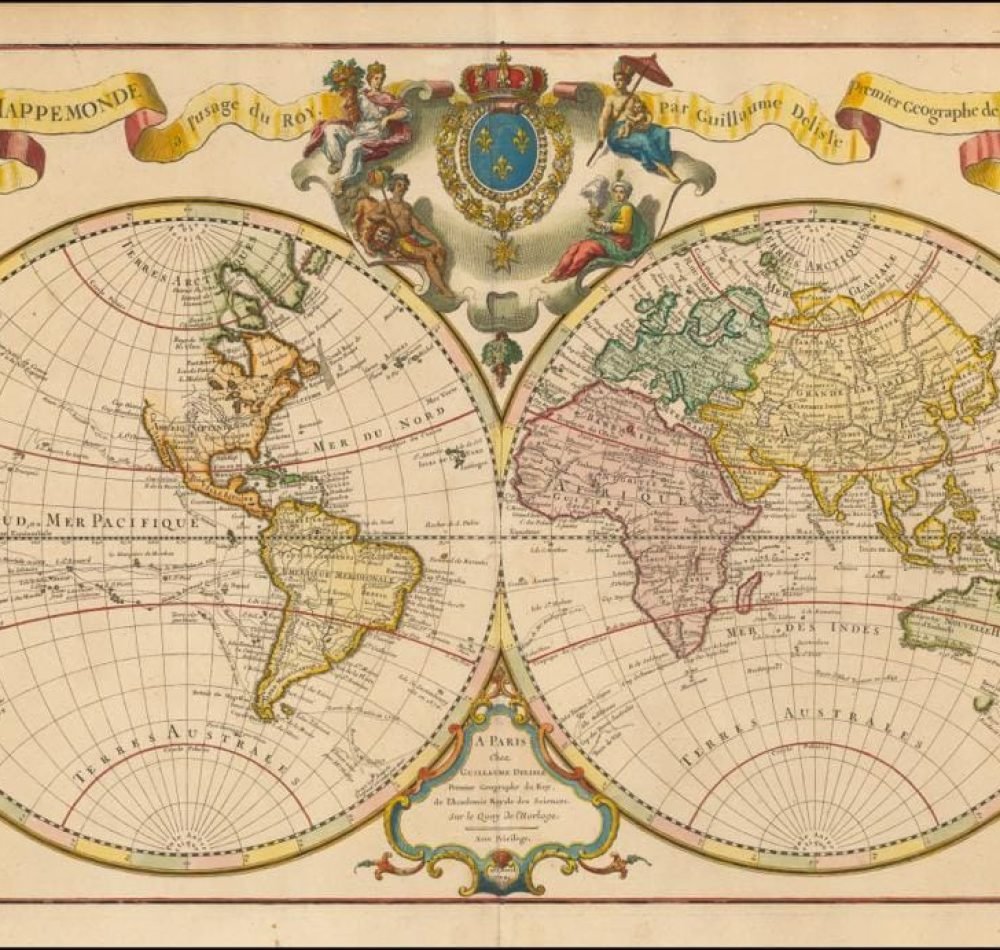 Mappemonde a l’usage du Roy a été publié en 1720 à Paris. Elle a été réalisée par Guillaume Delisle à l’intention de Roi, Louis XV. L’œuvre mesure 44 centimètres sur 68 centimètres. Un exemplaire est conservé à la BnF - Guillaume Delisle | Domaine public