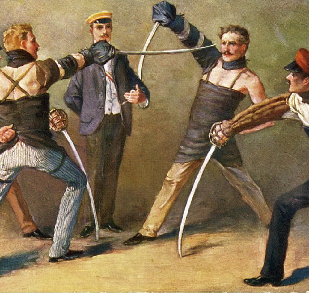 Mensur entre étudiants allemands (années 1900) - de Georg Mühlberg (1863-1925) | Domaine public