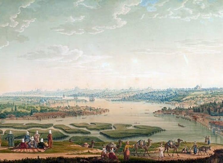 Vue d'ensemble du port de Constantinople prise des hauteurs d'Eyoub - Antoine Ignace Melling | Domaine public