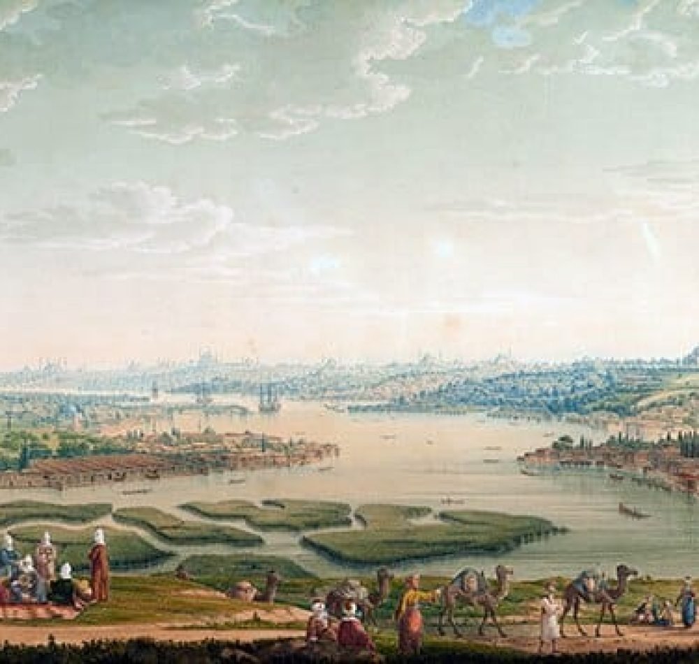 Vue d'ensemble du port de Constantinople prise des hauteurs d'Eyoub - Antoine Ignace Melling | Domaine public