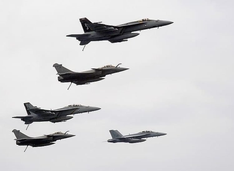 Rafale et F-18 - Sheldon Rowley | Domaine public