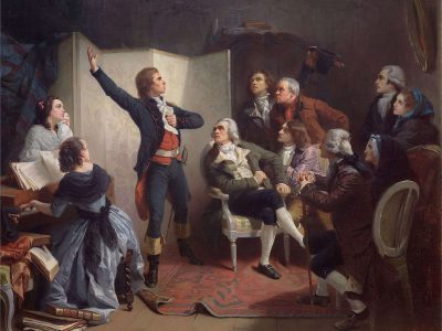 Rouget de Lisle chantant La Marseillaise pour la première fois à l'hôtel de ville de Strasbourg ou chez Dietrich en 1792 - Isidore Pils | Domaine public