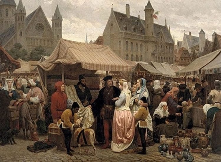 Une foire franche à Gand au Moyen Âge. Par Félix de Vigne. 1862. Musée des Beaux-Arts, Gand - Félix de Vigne | Domaine public