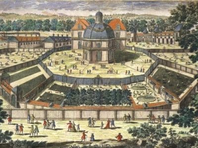 Cour arrière de la ménagerie royale de Versailles sous le règne de Louis XIV, 1643-1715, Pierre Aveline | Domaine public