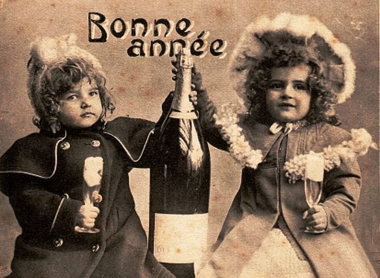 « Bonne année », fêtée au champagne en France, au début du XXe siècle - Auteur inconnu | Domaine public