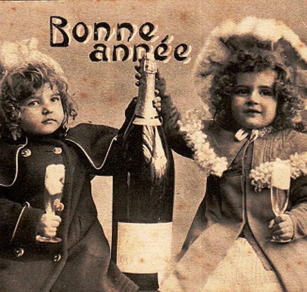 « Bonne année », fêtée au champagne en France, au début du XXe siècle - Auteur inconnu | Domaine public
