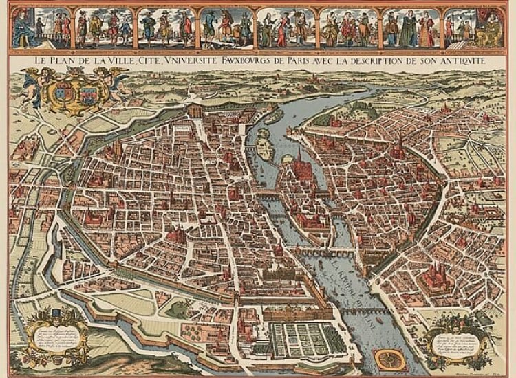 Le plan de la ville, cité, université faubourg de Paris - Derveaux, Melchior Tavernier (1615) | Domaine public
