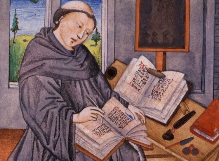 Le moine copiste dans son atelier ("scriptorium") - Bibliothèque Nationale de France | Domaine public