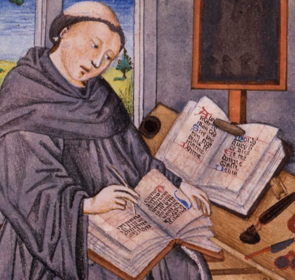 Le moine copiste dans son atelier ("scriptorium") - Bibliothèque Nationale de France | Domaine public