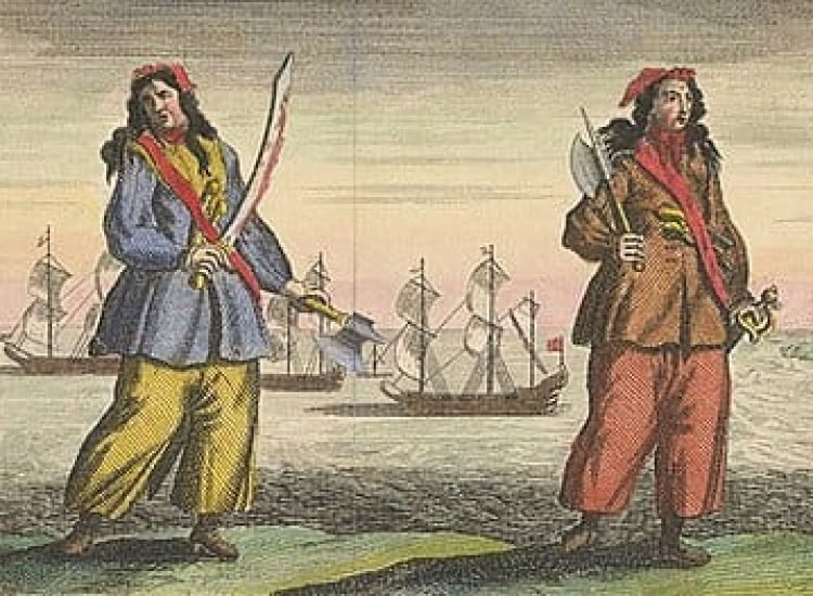 Ann Bonny et Mary Read condamnées pour piraterie le 28 novembre. 1720 lors d'un tribunal de la vice-amirauté tenu à St. Jago de la Vega dans une île de la Jamaïque - Benjamin Cole | Domaine public